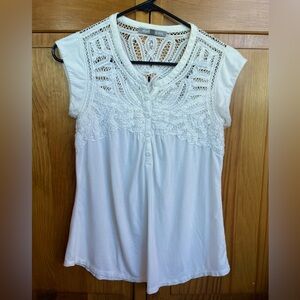 Women’s Blouse, Buttons, Stitched Design, Cream, Petite XS